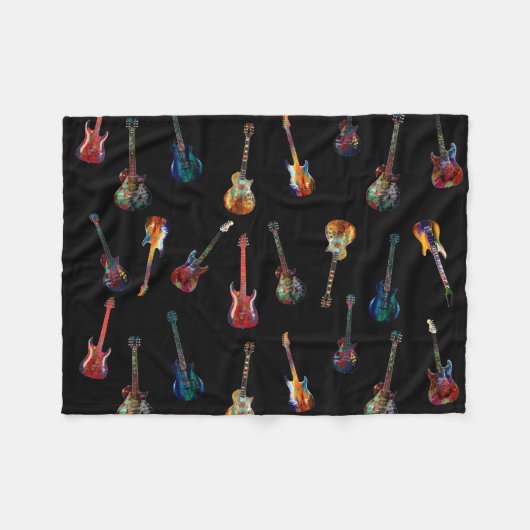Verkleurde gitaren fleece deken (Voorkant (Horizontaal))