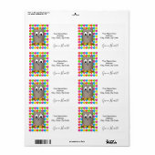 Verkleurde harten Owl Geef een hartlabel Etiket (Full Sheet)