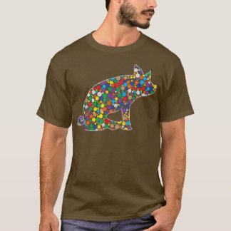 Verkleurde regenboogpoka Dot Pig International Dot T-shirt