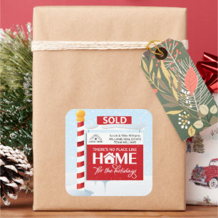 Verkocht Bord Onroerend Goed Kerstvakantie Vierkante Sticker