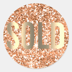Verkocht Glitter Copper Gold Real Estate Agent Ronde Sticker