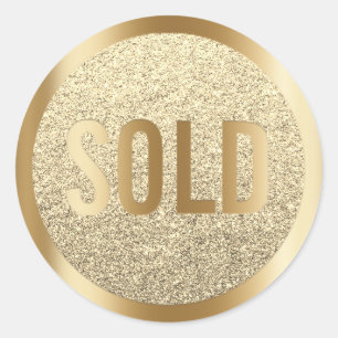 Verkocht Glitter Sepia Lux Gold Real Estate Agent Ronde Sticker