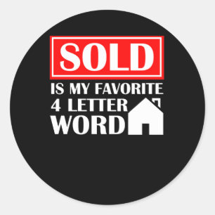 Verkocht is mijn favoriete letterwoord makelaar ronde sticker