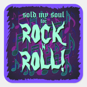 Verkocht Mijn Ziel voor Rock n Roll Blauw Groen Pa Vierkante Sticker