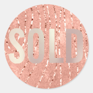 Verkocht uit Glitter Peach roze Real Estate Agent Ronde Sticker