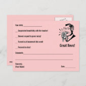 VERKOOP - CUSTOM Teacher Note Home - Roze Briefkaart (Voorkant / Achterkant)