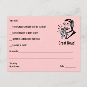 VERKOOP - CUSTOM Teacher Note Home - Roze Briefkaart