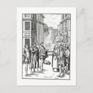 Verkoop door Crier van de Stad, na een houtdruk in Briefkaart