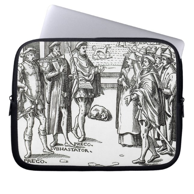 Verkoop door Town Crier na een houtsnip in Praxis  Laptop Sleeve (Voorkant)