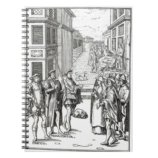 Verkoop door Town Crier na een houtsnip in Praxis  Notitieboek (Voorkant)