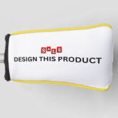 VERKOOP! Golf Putter Head Hoesje - Gele trim -Cust Golfheadcover (Voorkant)