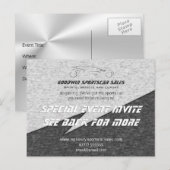 Verkoopgebeurtenis Uitnodiging - metaaleffect, spo Briefkaart (Voorkant / Achterkant)