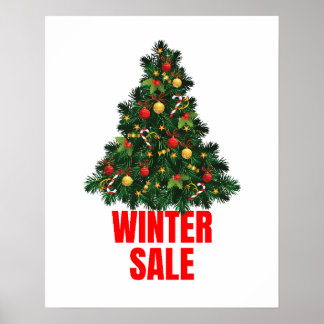 Verkoopteken, Winterverkoopteken, Kerstmisverkoop Poster