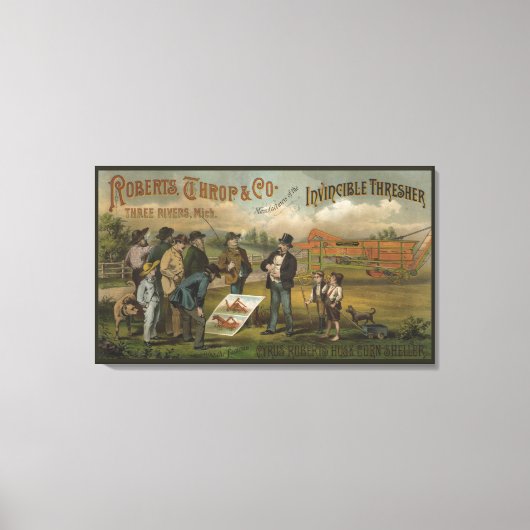 Verkoper in het veld met boer die Boerderij verkoo Canvas Afdruk (Voorkant)