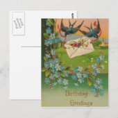 Verkorte Verjaardagsansichtkaart Vogels en Bloemen Briefkaart (Voorkant / Achterkant)