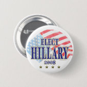 Verkozen Hillary 2008-Button Ronde Button 5,7 Cm (Voorkant /achterkant)