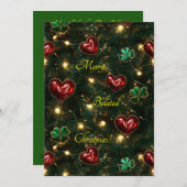 Verlaat kersthart en Shamrocks Feestdagenkaart (Voorkant / Achterkant)