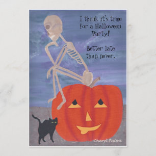 Verlaat Skeleton Halloween-feestuitnodigingen Kaart