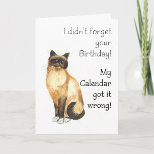 Verlaat Verjaardag Kaart - Birman Cat