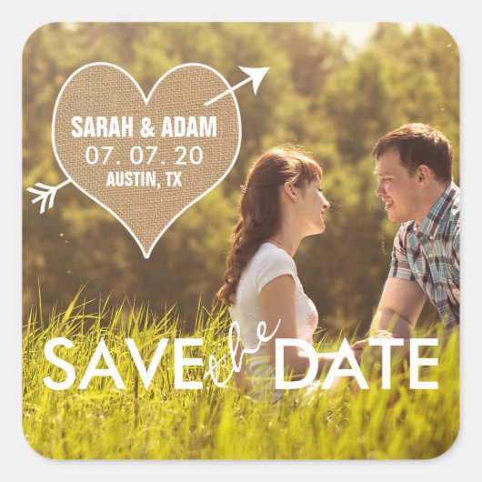 verlamming | Rustic Save the Date Sticker (Voorkant)