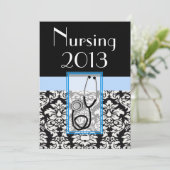 Verlangde Afstuderen Graduation Invitations Damask Kaart (Staand voorkant)