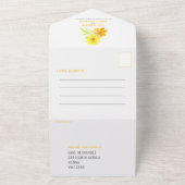 Verlate bruiloft gele goudsbloem waterverf all in one uitnodiging (Buitenkant)