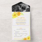 Verlate bruiloft gele goudsbloem waterverf all in one uitnodiging (Binnen)