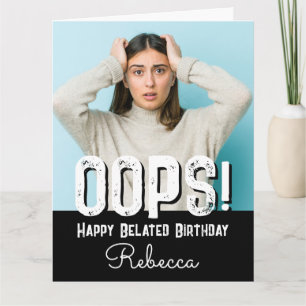 Verlate verjaardag foto aangepaste naam Kaart