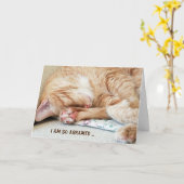 verlate verjaardag-tabby kat kaart (Gele Bloem)