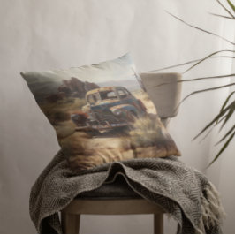 Verlaten auto in de woestijn kussen