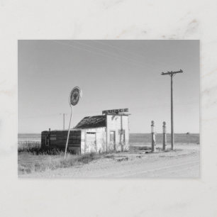 Verlaten benzinestation, 1937 briefkaart