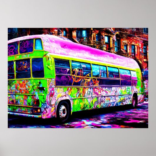 Verlaten Bus Street Art Poster (Voorkant)