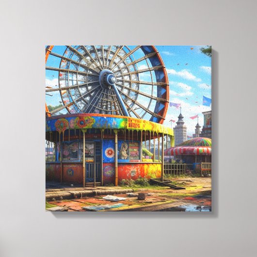 Verlaten carnaval reuzenrad Ai art Canvas Afdruk (Voorkant)