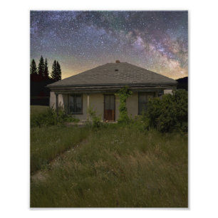 Verlaten Cottonwood South Dakota in Night Foto Afdruk