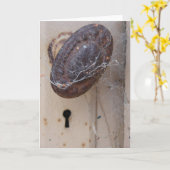 Verlaten deur met spinnenweb kaart (Gele Bloem)