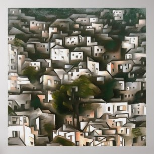 Verlaten dorp Kayakoy Fethiye landschapskunst Poster