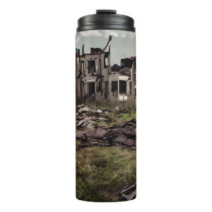 Verlaten gebouwen Post-apocalyptische verwoestin Thermosbeker