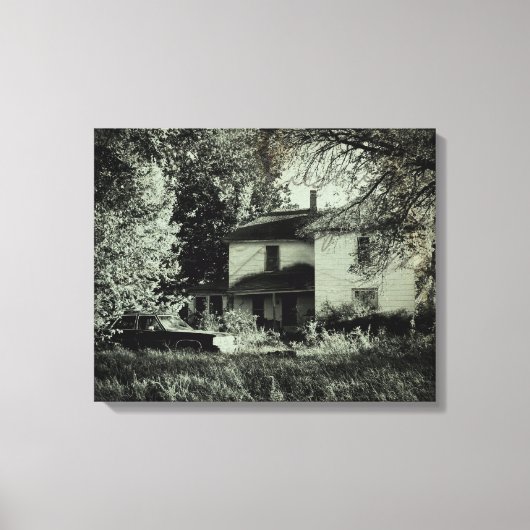 Verlaten Huis en auto Canvas Afdruk (Voorkant)