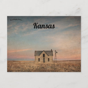 Verlaten huis op de wind geveegd Kansas Prairie Briefkaart