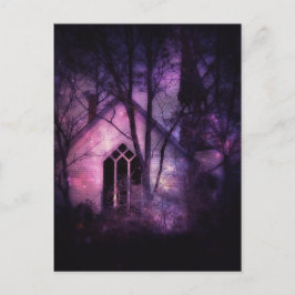 Verlaten Kerk Paarse Night Sky Digital Art Briefkaart