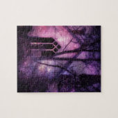 Verlaten Kerk Paarse Night Sky Digital Art Legpuzzel (Horizontaal)