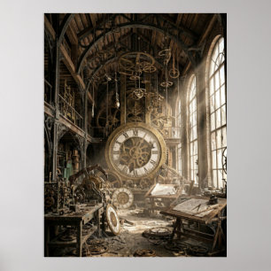 Verlaten Klokwerk Werkplaats Poster