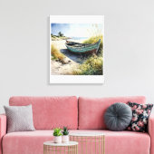 Verlaten kustboot canvas afdruk (Insitu (Woonkamer))