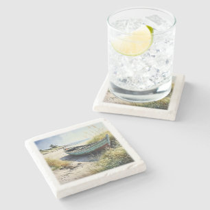 Verlaten kustboot stenen onderzetter