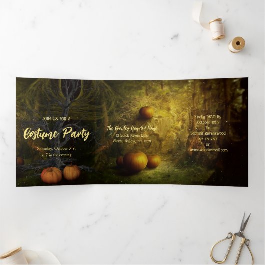 Verlaten pompoen patch Halloween Party Drieluik Uitnodiging (Binnen)