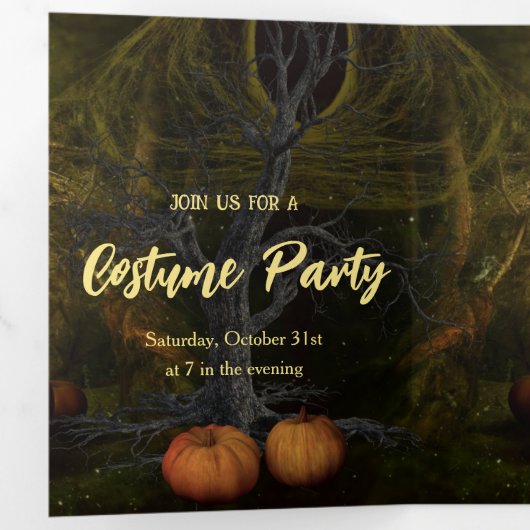 Verlaten pompoen patch Halloween Party Drieluik Uitnodiging (Binnenzijde eerst)