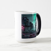 Verlaten stadsgebouwen Dystopian Blauwgroen Skies Magische Mok (Voorkant rechts)