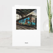 Verlaten trein met graffiti straatkunst kaart (Achterkant)