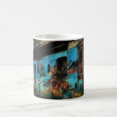 Verlaten trein met graffiti urbane straat kunst koffiemok (Center)