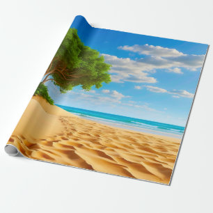 Verlaten Tropisch Eiland Zandstrand Cadeaupapier